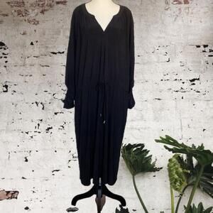 $10$ add on In Every Story Black V-Neck 3/4 Sleeve drawstring waist Dress Sz 3X